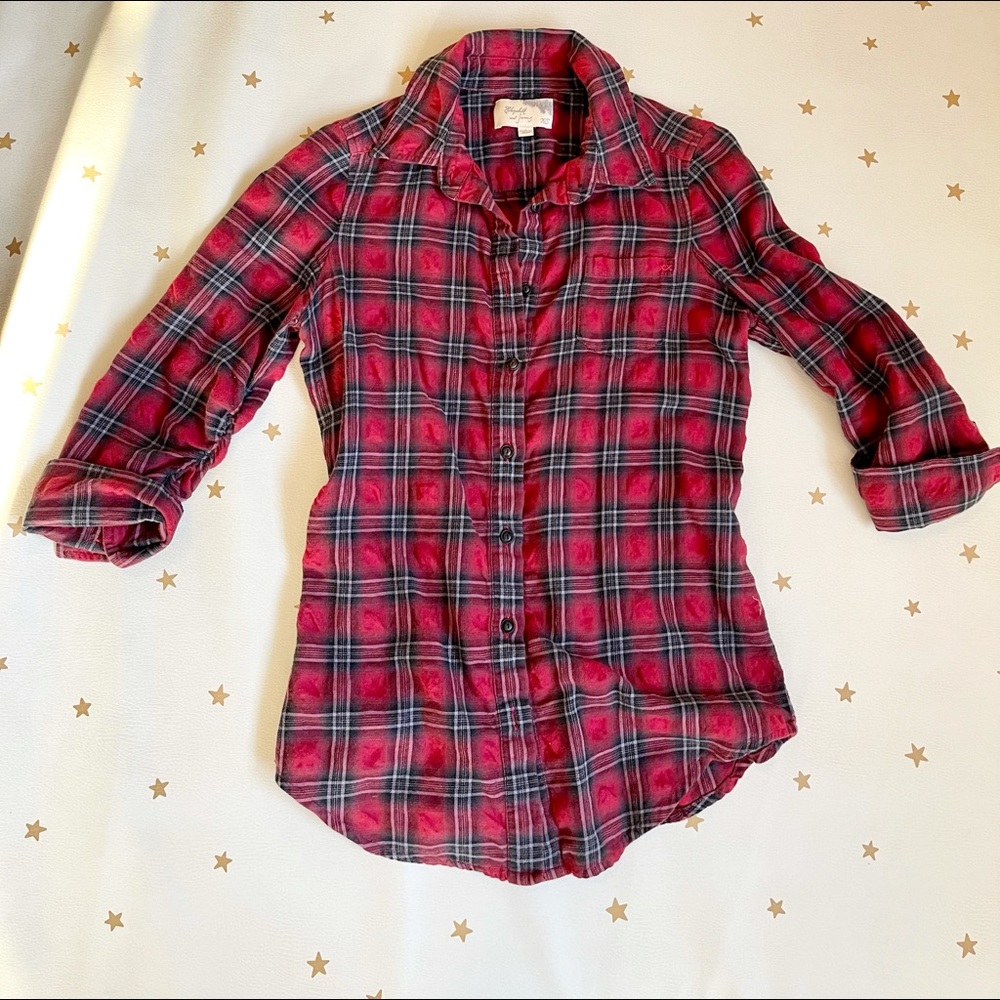 ELIZABETH & JAMES Womens Shirt - Plaid - Xs